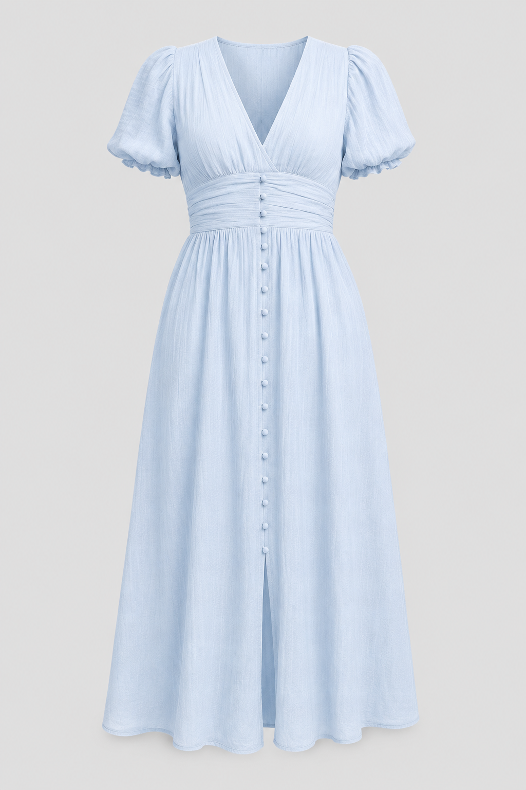 Vintage-inspired women's long maxi dress with feminine puff sleeves. A beautiful, elegant flowy style.