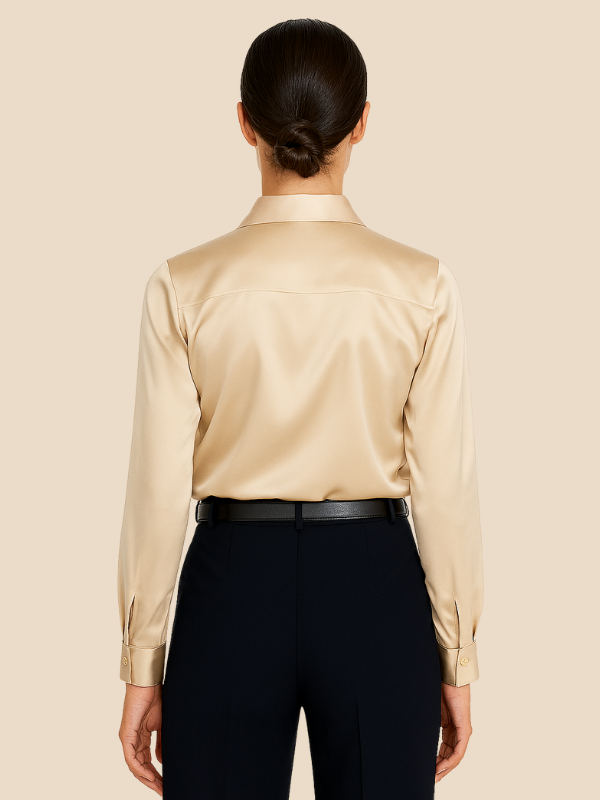 Women's elegant long sleeve button blouse, an essential for office & sophisticated looks.