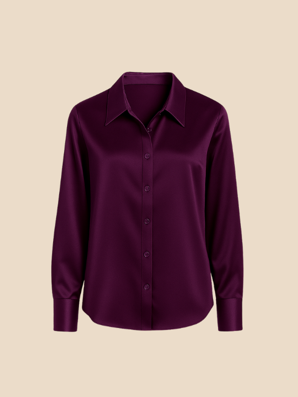 Soft women's long sleeve button blouse, comfortable yet elegant for all-day wear.