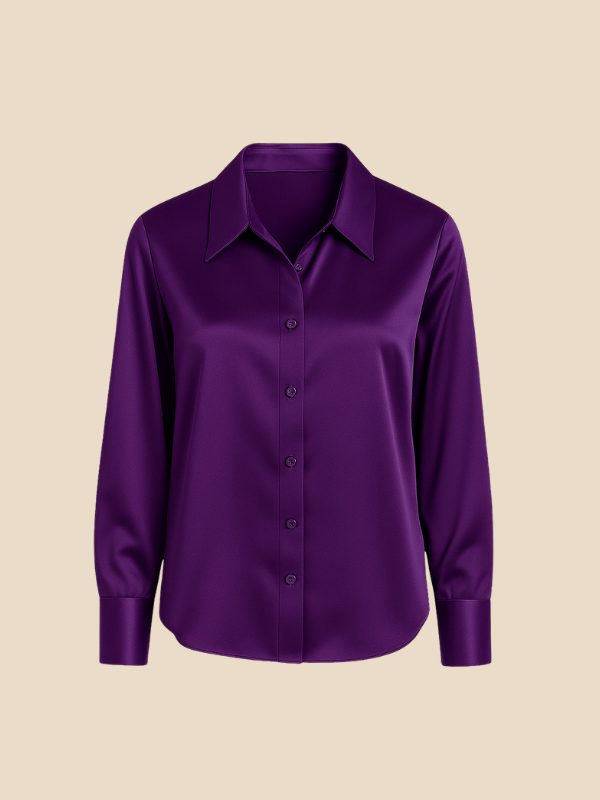 Elegant women's button blouse, featuring long sleeves for a polished look.