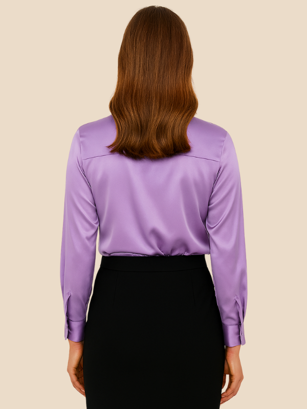 Professional women's long sleeve button-up blouse, a must-have for the office.