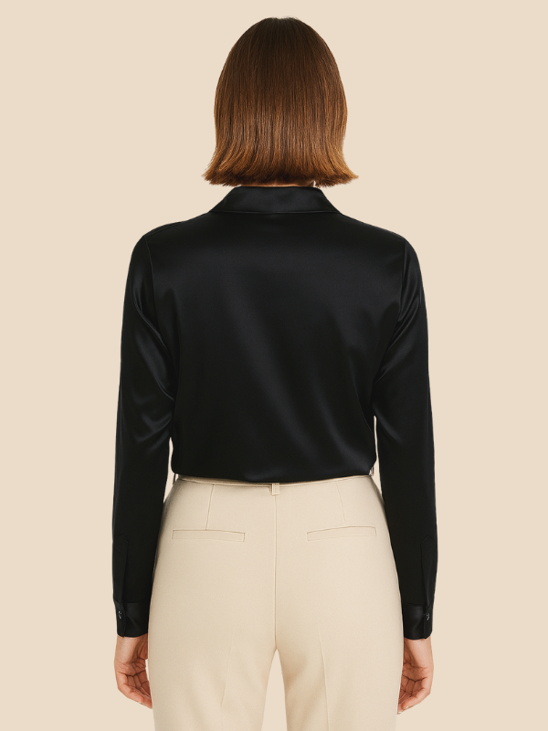 Women's stylish long sleeve button blouse, designed for comfort and elegance.