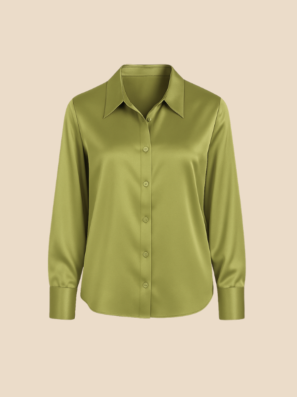 Smart women's long sleeve button-up blouse, suitable for both formal and informal events.