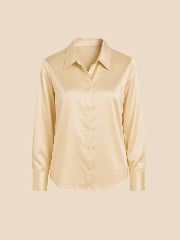 Feminine women's long sleeve button blouse, accentuating grace and style.