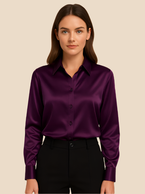 Casual-friendly women's long sleeve button blouse, perfect for relaxed yet chic ensembles.