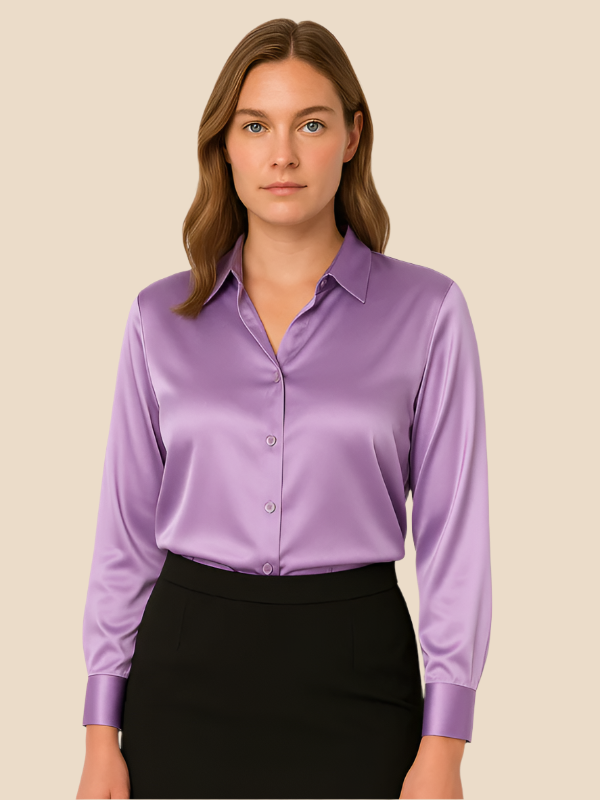 High-fashion women's long sleeve button blouse, elevating your professional and casual wardrobe.