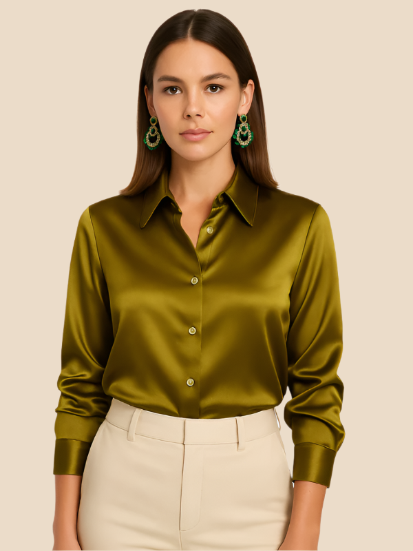 Women's long sleeve button blouse, a stylish foundation for diverse outfits and occasions.