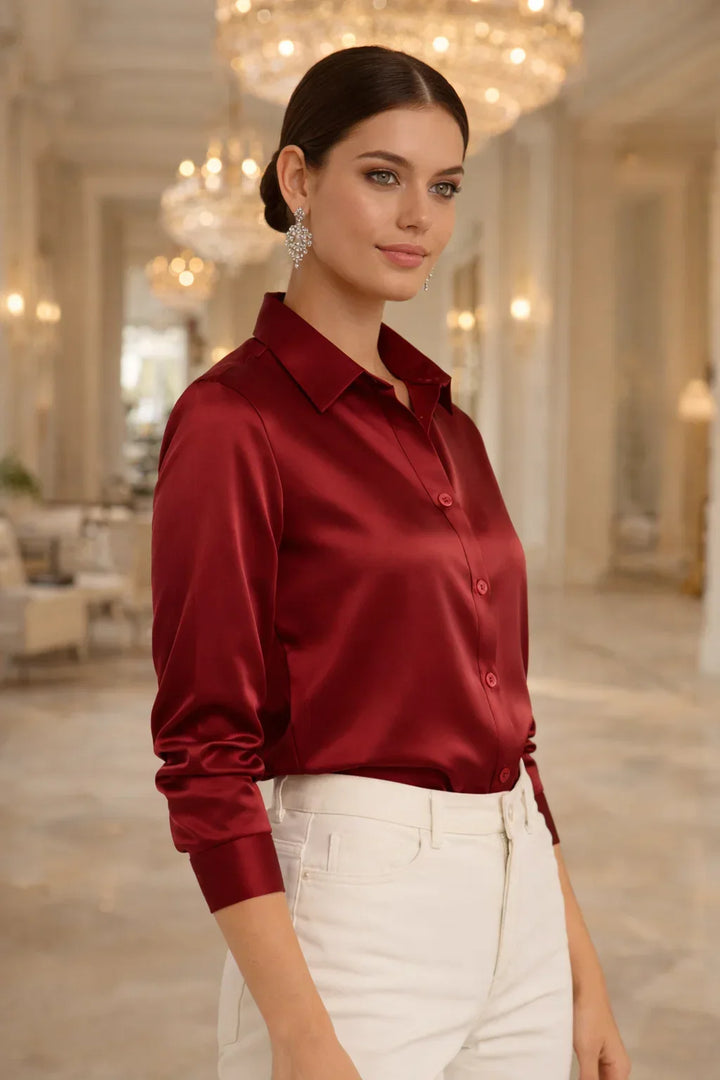 Casual chic women's long sleeve button blouse, a stylish everyday top.