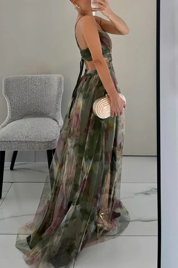 Chic women's sleeveless maxi dress with elegant flowy textured layers, a versatile summer or occasion dress.