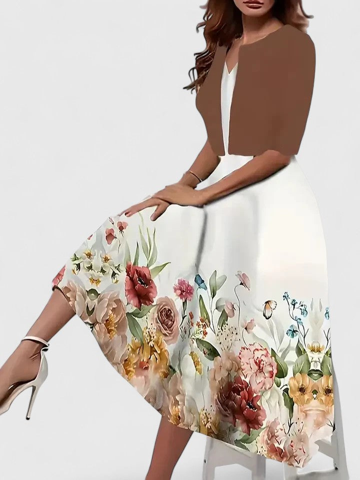 Comfortable elegant midi dress for women, flattering and versatile for day-to-night.