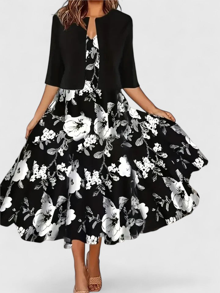 Chic women's midi dress, sophisticated elegant style perfect for any occasion.