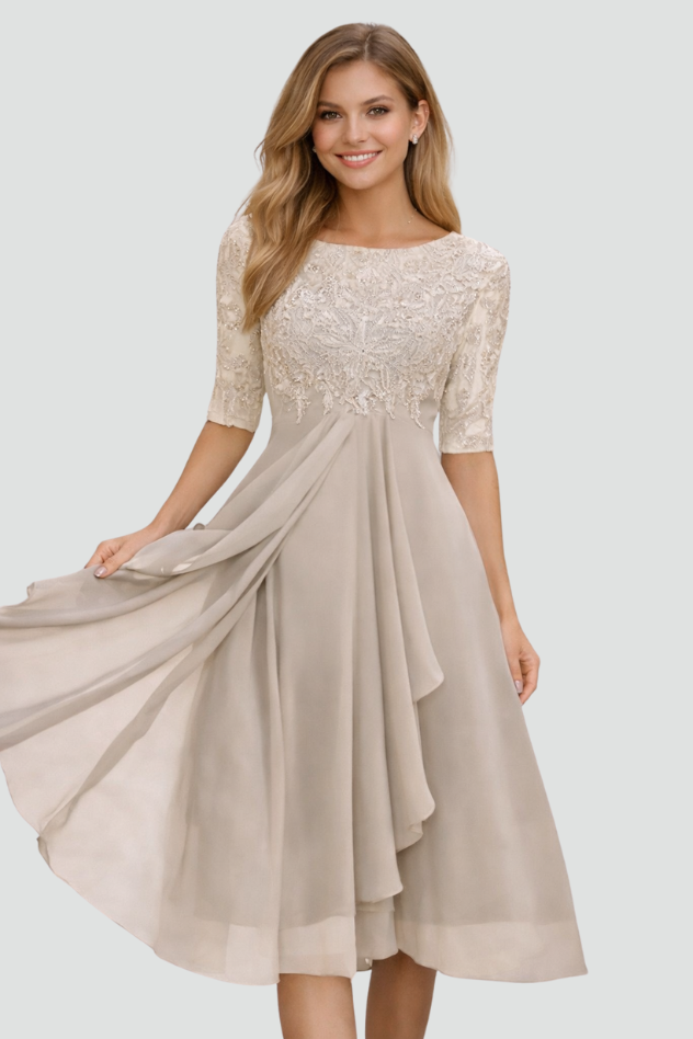 Women's formal midi dress, perfect for cocktail parties, weddings & special evening occasions.