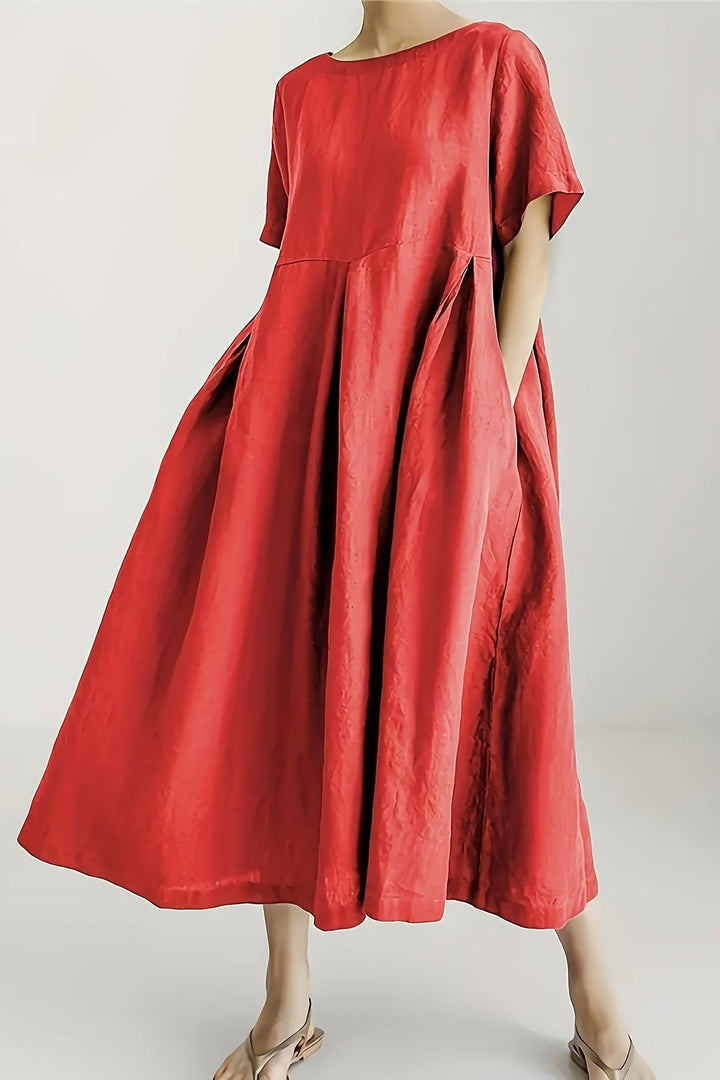 Elegant women's midi dress in classic sophisticated style, perfect for semi-formal events & date nights.