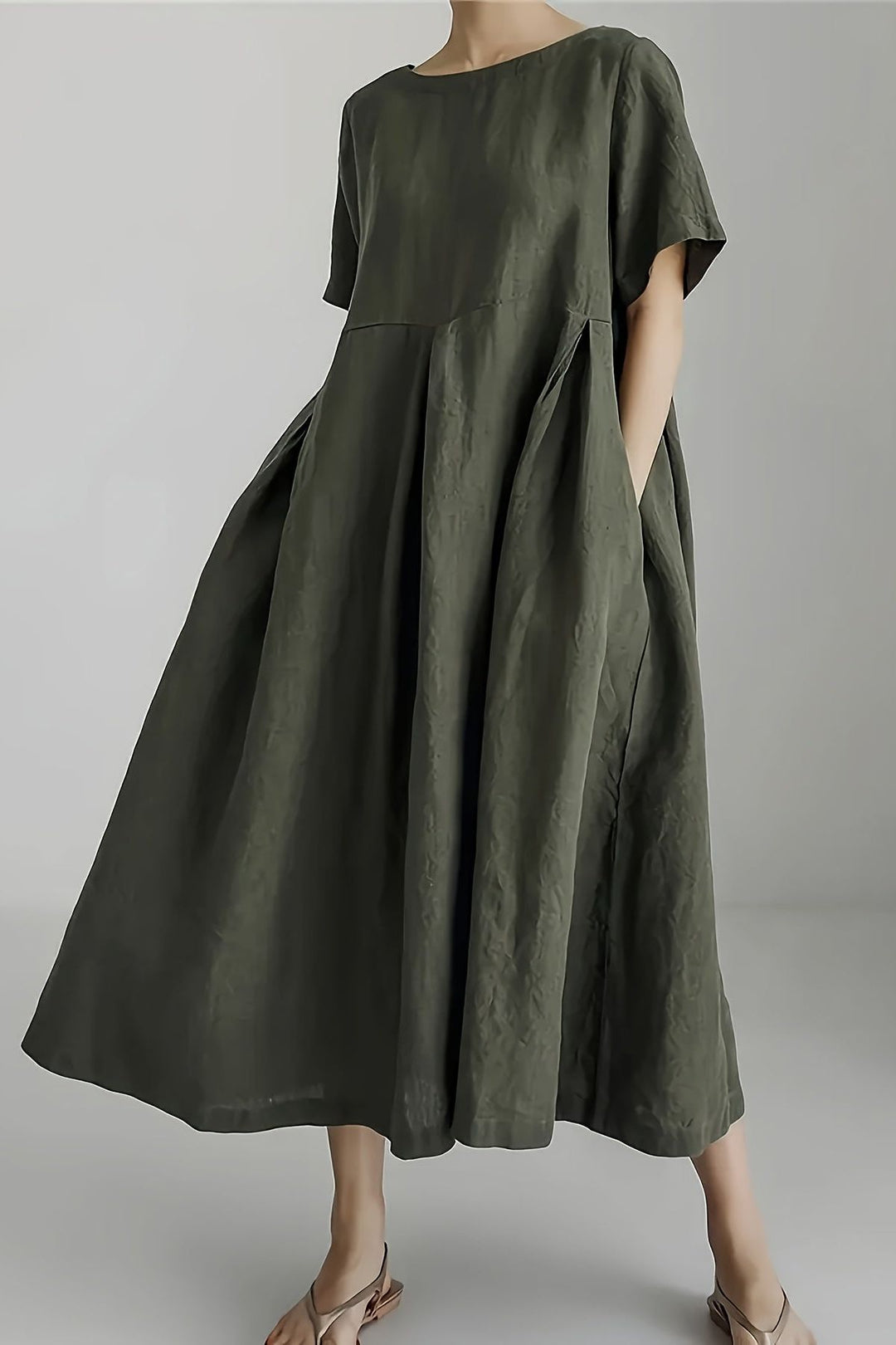 Apricot women's semi-formal midi dress. Sophisticated & classic style for elegant events, parties, or special evenings.