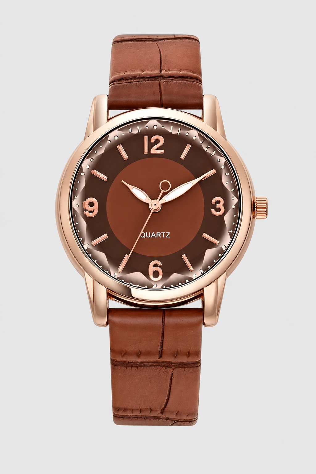 Classic women's watch featuring a sophisticated embossed strap and minimalist dial. A timeless accessory.