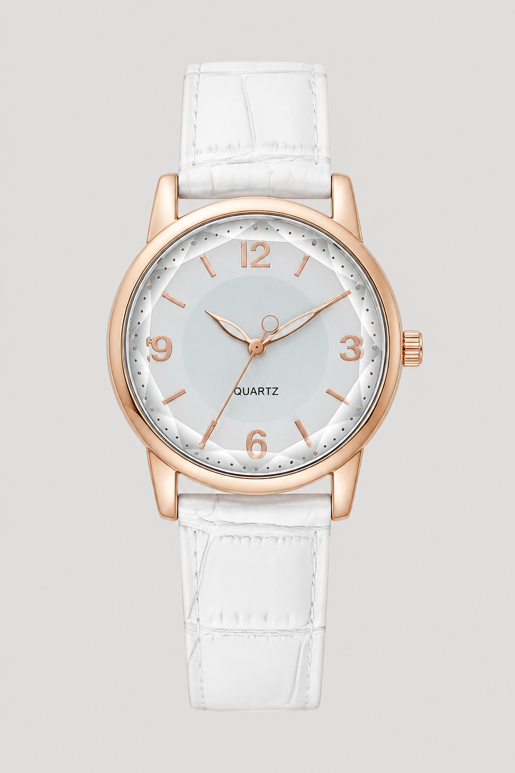 Stylish women's quartz watch, a perfect gift for her, with a minimalist design and elegant embossed strap.