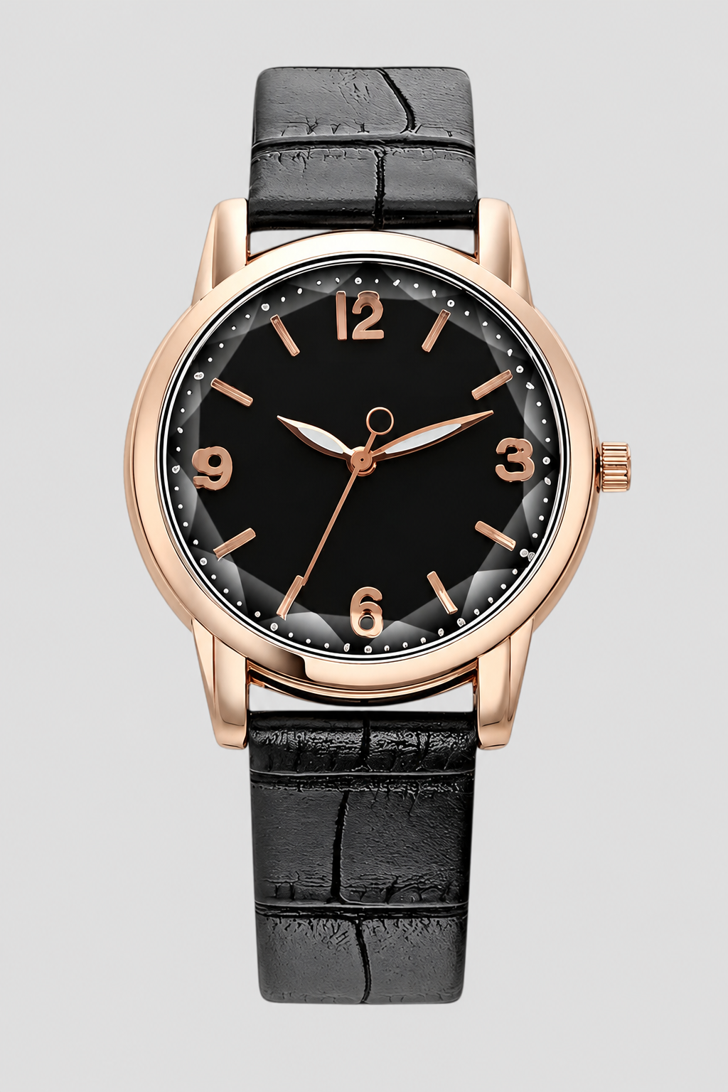 Sophisticated women's classic watch, showcasing a minimalist design and a beautifully embossed strap. Elegant timepiece.