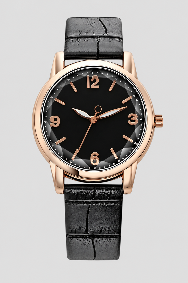 Sophisticated women's classic watch, showcasing a minimalist design and a beautifully embossed strap. Elegant timepiece.