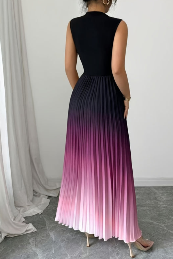 Beautiful ombre evening gown, a women's halter maxi dress with a keyhole front & elegantly flowing fabric.