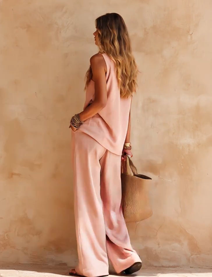Stylish women's one-shoulder wide-leg jumpsuit featuring a graceful drape. Ideal for parties & formal events.