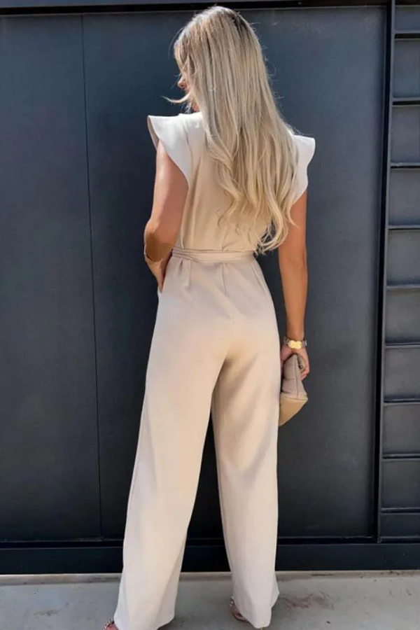 Pink chic women's open-back jumpsuit. Flattering silhouette, perfect for spring events & casual outings.