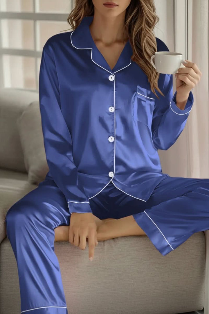Luxurious women's sleepwear pajama set. Elegant two-piece design for ultimate comfort and stylish lounging.