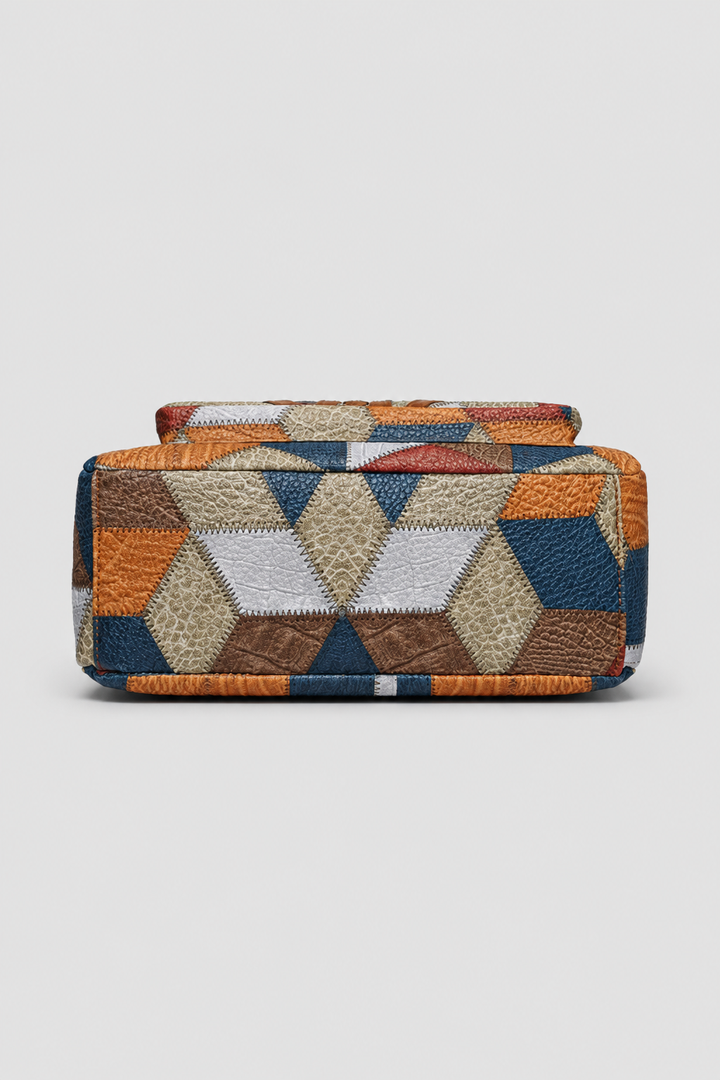 Artistic patchwork women's shoulder bag. Elegant and spacious fashion handbag, perfect for a unique everyday look.