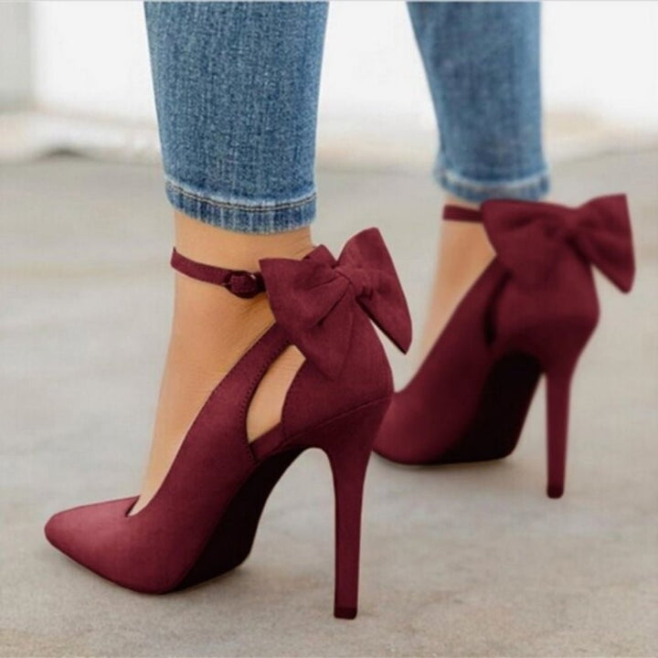 Sophisticated women's bow pointed toe high heels. Ideal as dress shoes, party heels, or evening wear footwear.
