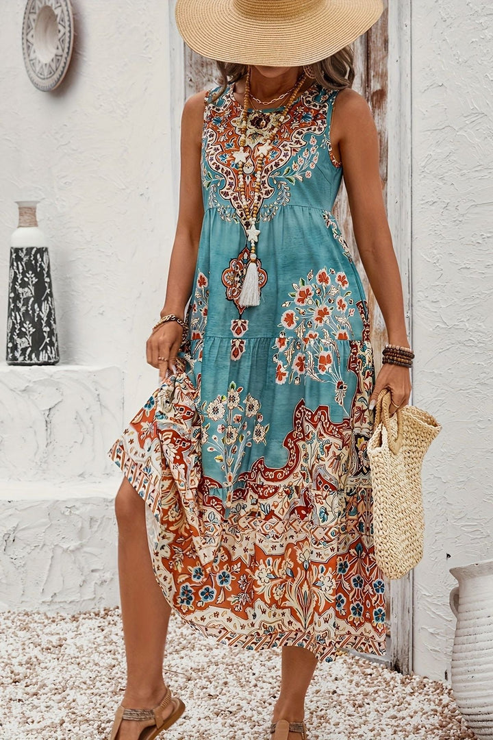 Stunning women's elegant printed maxi dress, a perfect choice for sophisticated party wear and events.