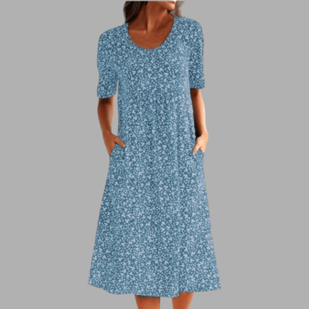Beautiful women's summer midi dress, elegant printed design. Perfect for parties, flattering regular fit.