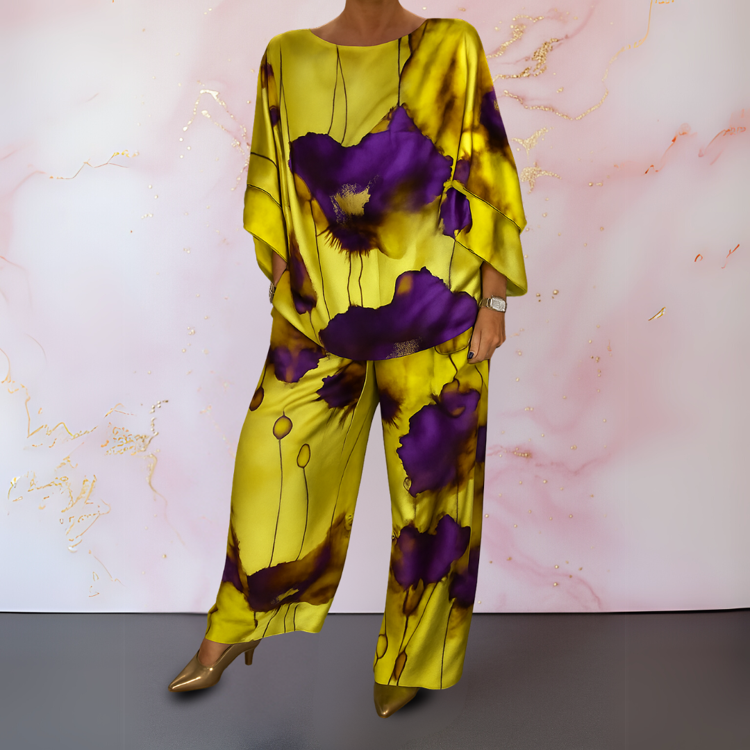 Women's elegant satin matching set, a sophisticated two-piece outfit for versatile and chic styling.