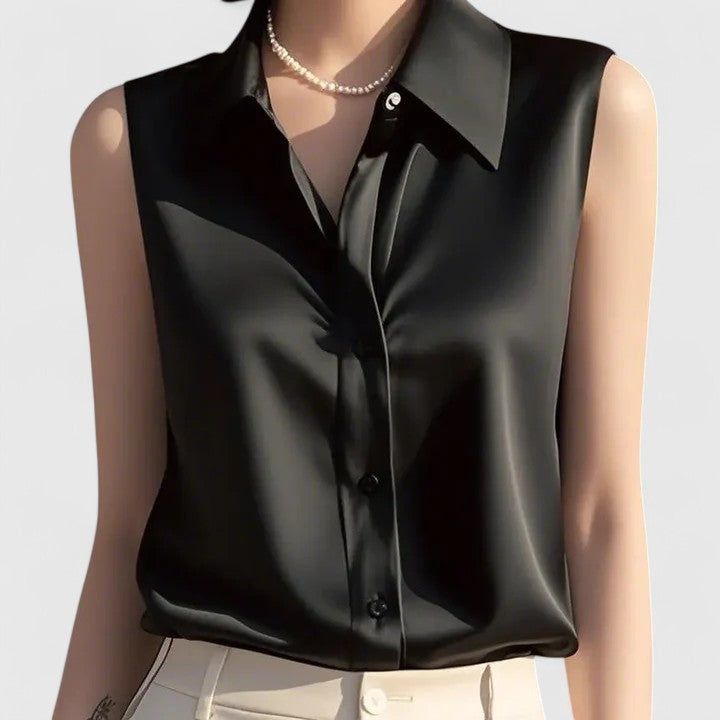 Sophisticated women's sleeveless shirt, an elegant blouse for professional office wear or a chic summer look.