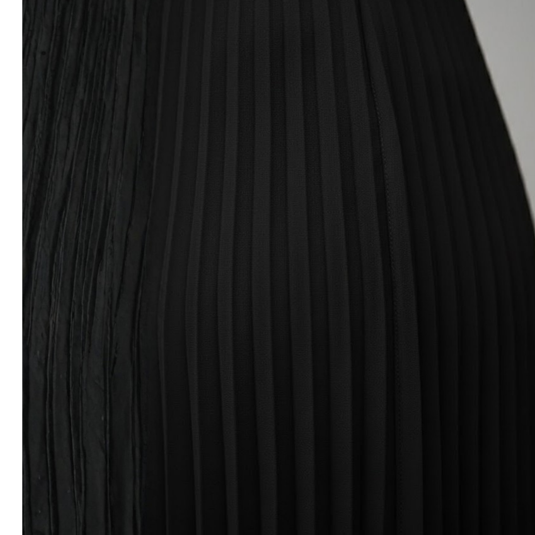 Chic and flowy women's sleeveless pleated maxi dress. Elegant boat neck evening gown for special occasions.