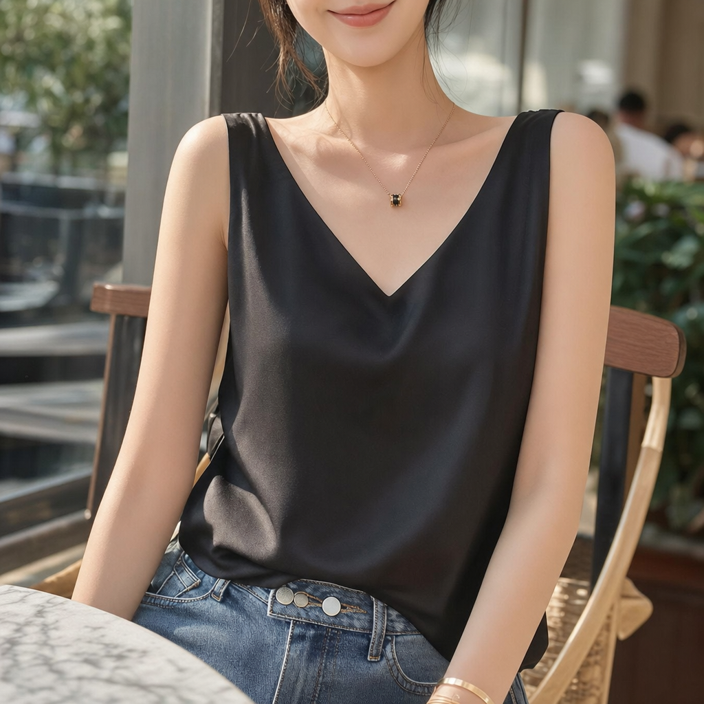 Comfortable women's tank top for everyday wear, featuring a relaxed fit and versatile style.