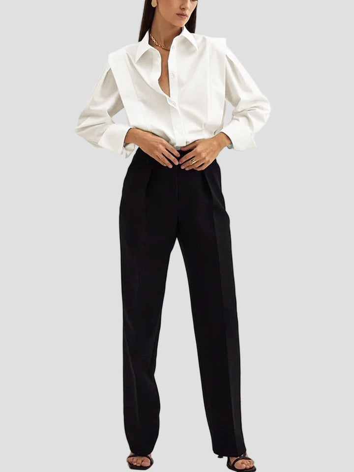 Chic women's square neck long sleeve blouse, a fashionable button-down top ideal for workwear and beyond.