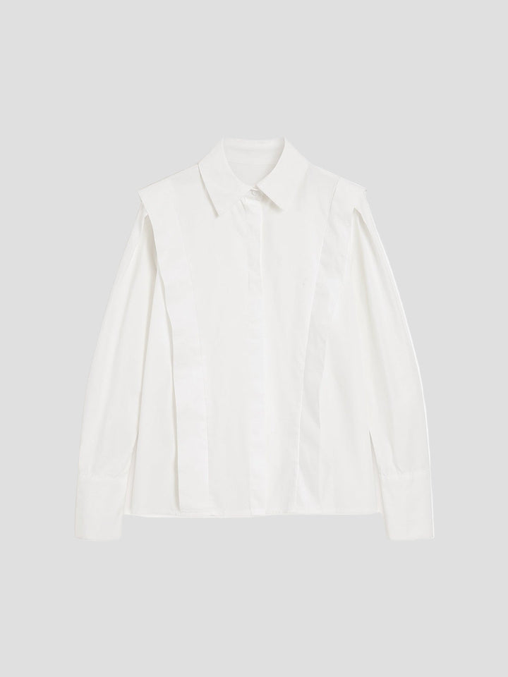 Women's elegant square neck button-down long sleeve shirt, a versatile and classic blouse for all occasions.