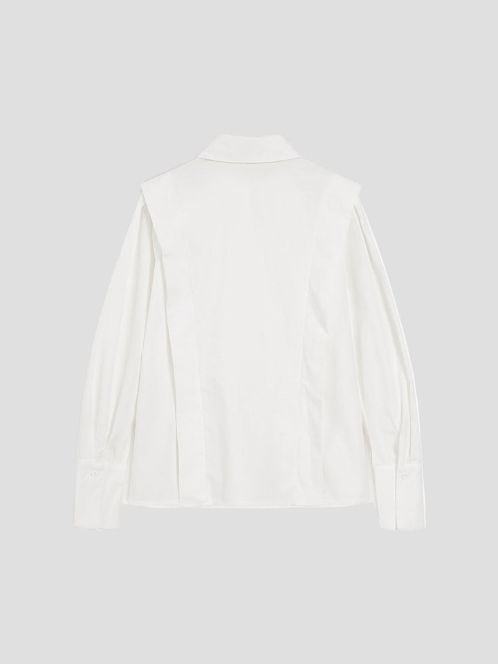 Stylish women's square neck button-down blouse, an elegant long sleeve top for a chic and polished look.