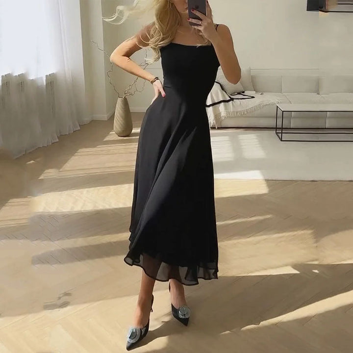 Stylish women's square neck midi dress, ideal for evening wear & special events