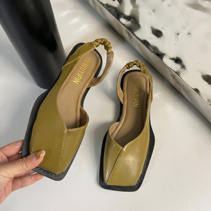 Chic women's square toe slingback sandals with a fashionable block heel, essential summer footwear for comfort.