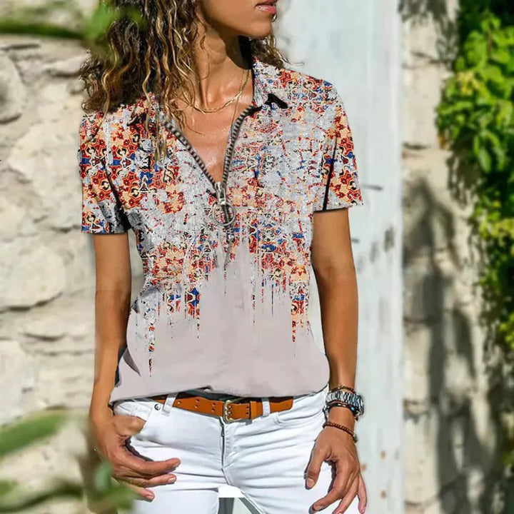 Versatile women's elegant summer button-down shirt, a chic puff sleeve blouse for modern spring and casual style.