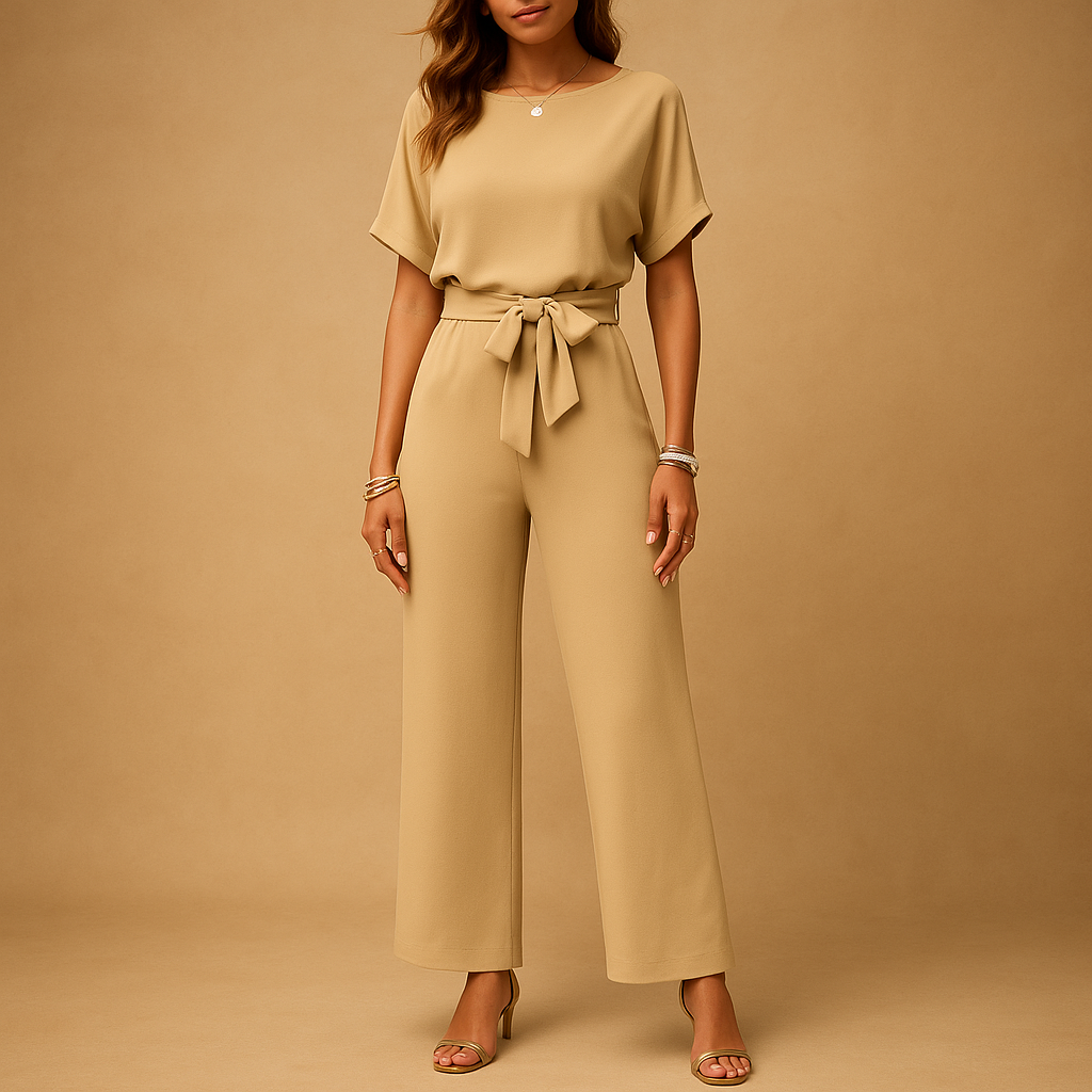 Chic tailored jumpsuit for women, designed with elegant flowy sleeves for a sophisticated special occasion look.