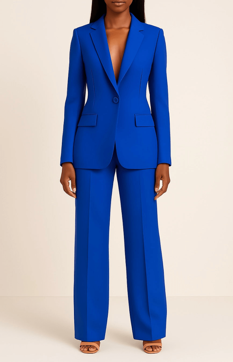 Versatile women's tailored suit set for professional fashion. Elegant blazer & trousers, perfect for office.