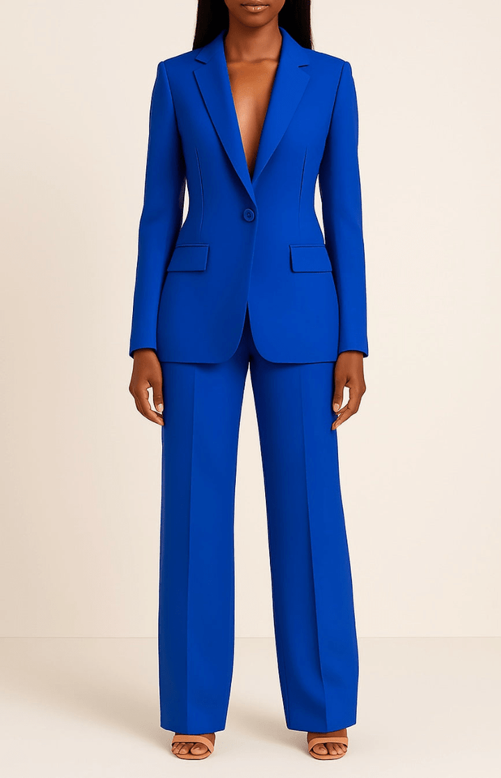 Versatile women's tailored suit set for professional fashion. Elegant blazer & trousers, perfect for office.