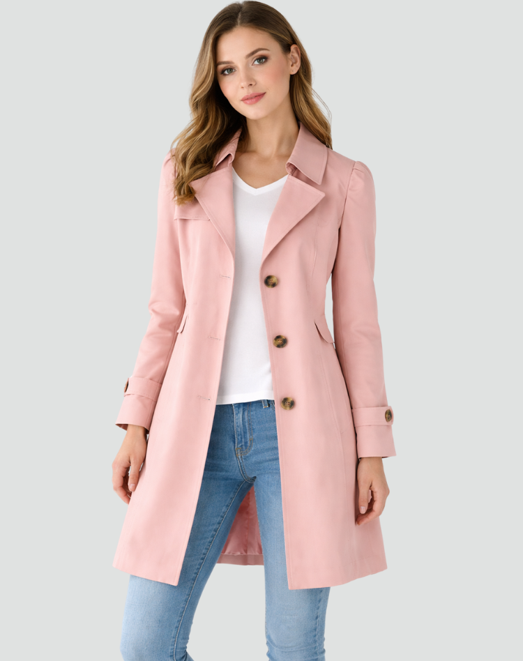 Women's classic tailored trench coat, a versatile and elegant piece for sophisticated year-round style.