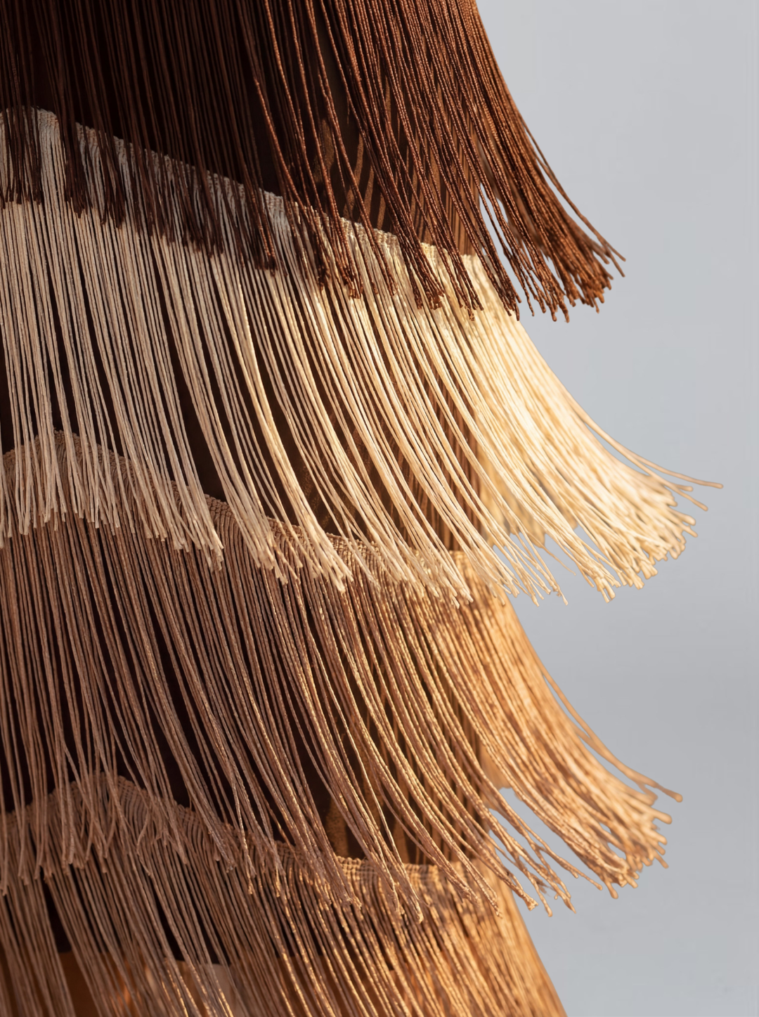 Chic tiered fringe midi dress with a V-neck, designed as an elegant long sleeve evening gown for women.