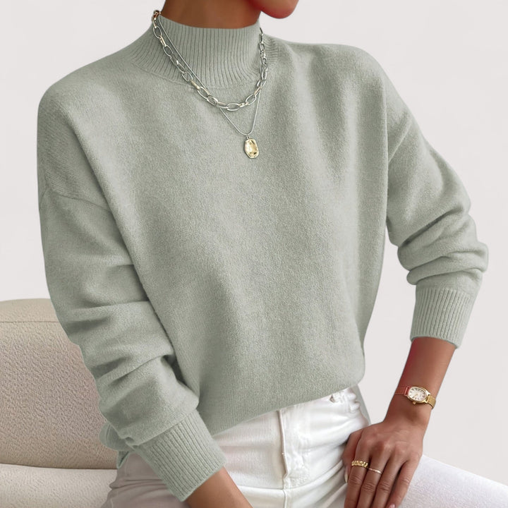 Soft women's long sleeve turtleneck. Cozy knitwear, perfect for elegant fall outfits & winter comfort.