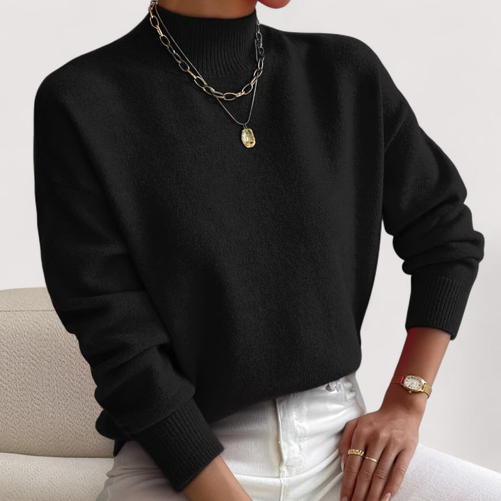 Elegant women's long sleeve turtleneck for comfortable, chic fall outfits. Cozy knit pullover style.