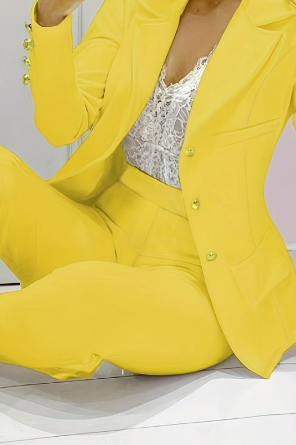 Elegant women's two-piece blazer & dress pants suit, perfect for business casual and office wear.