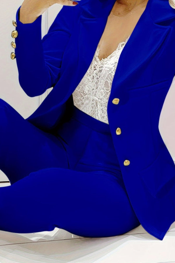 Smart women's two-piece suit with a classic blazer and versatile dress pants.