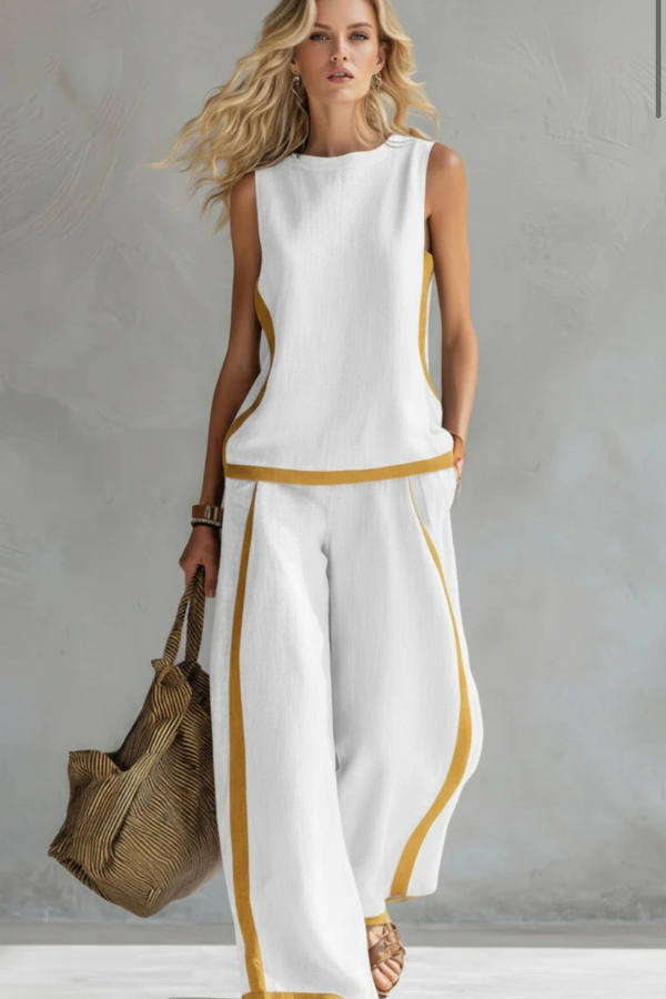 Back view of Women's Elegant Co-Ord Set, showcasing its chic silhouette for versatile summer outfits.